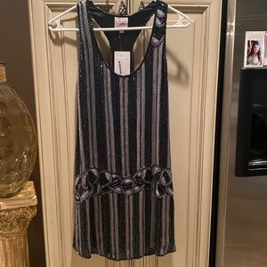 Black/silver beaded mini dress